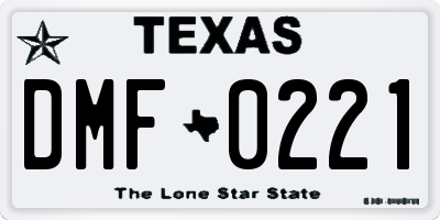 TX license plate DMF0221