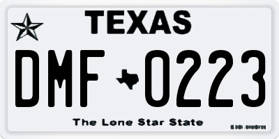 TX license plate DMF0223