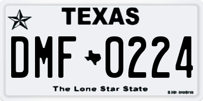 TX license plate DMF0224