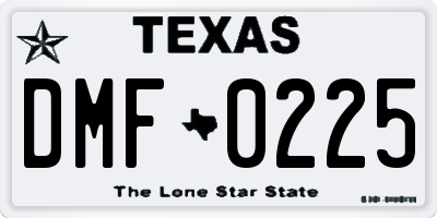 TX license plate DMF0225