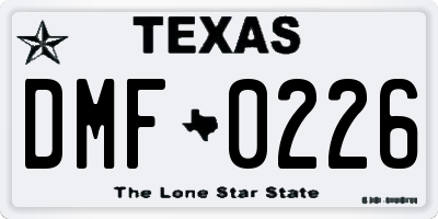 TX license plate DMF0226