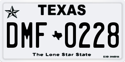 TX license plate DMF0228