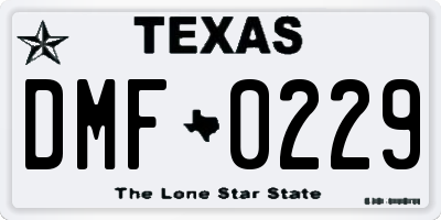 TX license plate DMF0229