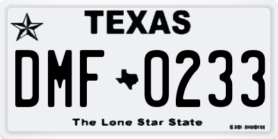 TX license plate DMF0233
