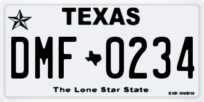 TX license plate DMF0234