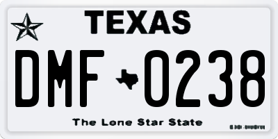 TX license plate DMF0238
