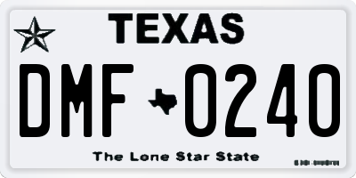 TX license plate DMF0240