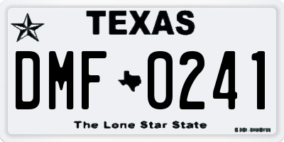 TX license plate DMF0241