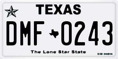 TX license plate DMF0243