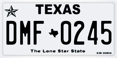 TX license plate DMF0245