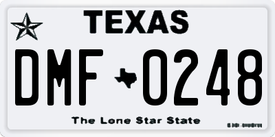 TX license plate DMF0248