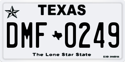 TX license plate DMF0249