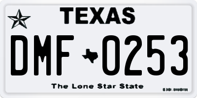 TX license plate DMF0253