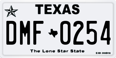 TX license plate DMF0254
