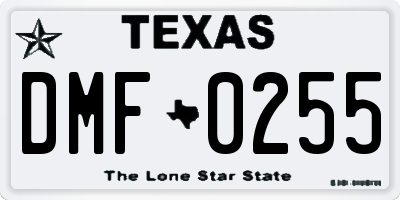 TX license plate DMF0255