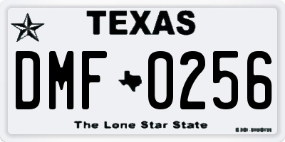 TX license plate DMF0256