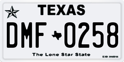 TX license plate DMF0258