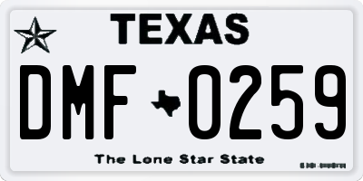 TX license plate DMF0259