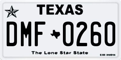 TX license plate DMF0260