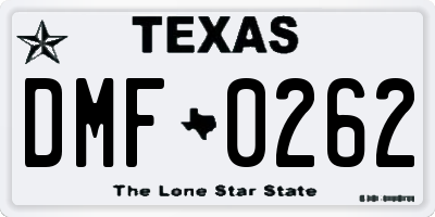 TX license plate DMF0262