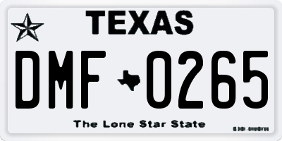 TX license plate DMF0265