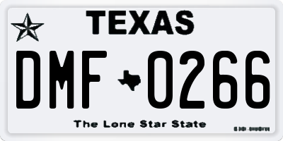 TX license plate DMF0266
