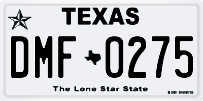 TX license plate DMF0275
