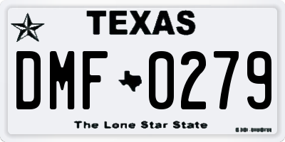 TX license plate DMF0279