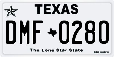 TX license plate DMF0280