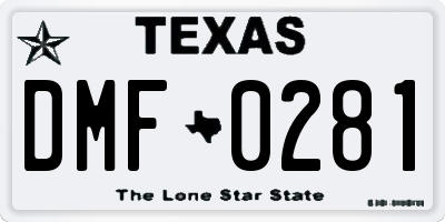 TX license plate DMF0281