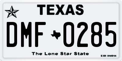TX license plate DMF0285