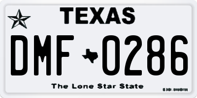 TX license plate DMF0286