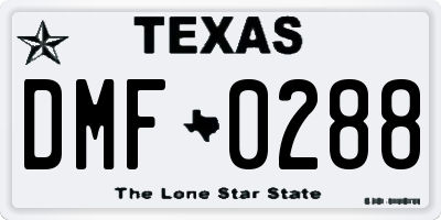 TX license plate DMF0288