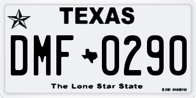 TX license plate DMF0290