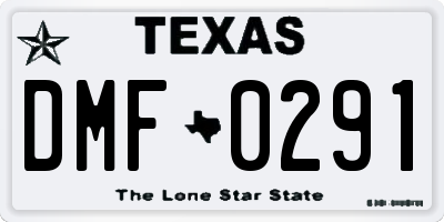 TX license plate DMF0291