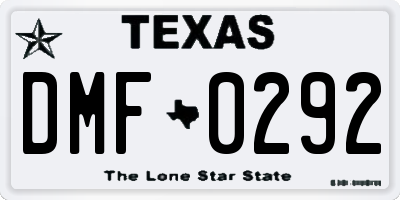 TX license plate DMF0292