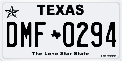 TX license plate DMF0294