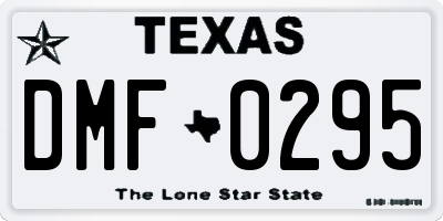 TX license plate DMF0295