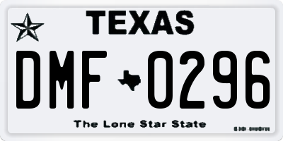 TX license plate DMF0296