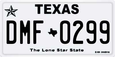 TX license plate DMF0299