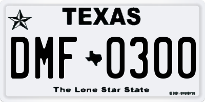 TX license plate DMF0300