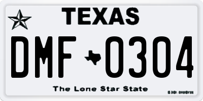 TX license plate DMF0304