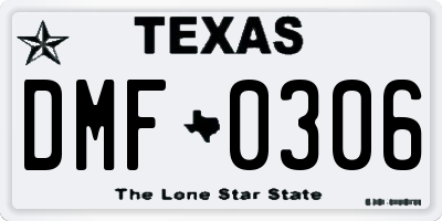 TX license plate DMF0306