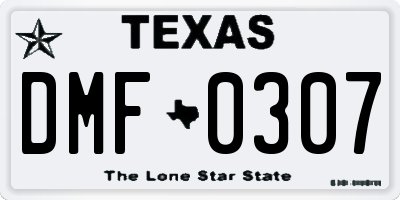 TX license plate DMF0307