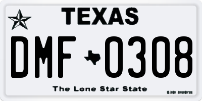 TX license plate DMF0308