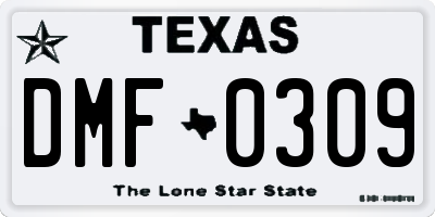 TX license plate DMF0309