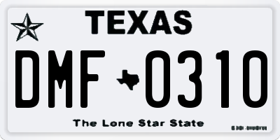 TX license plate DMF0310