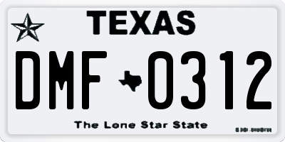 TX license plate DMF0312