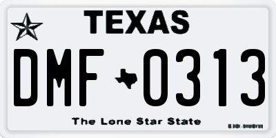 TX license plate DMF0313