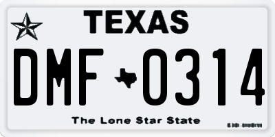 TX license plate DMF0314